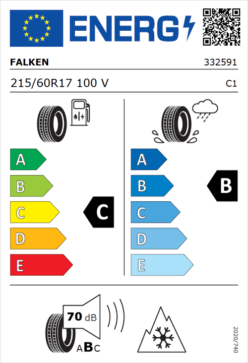 Tyre Label for Falken Euroall Season AS210 215/60R17 100V