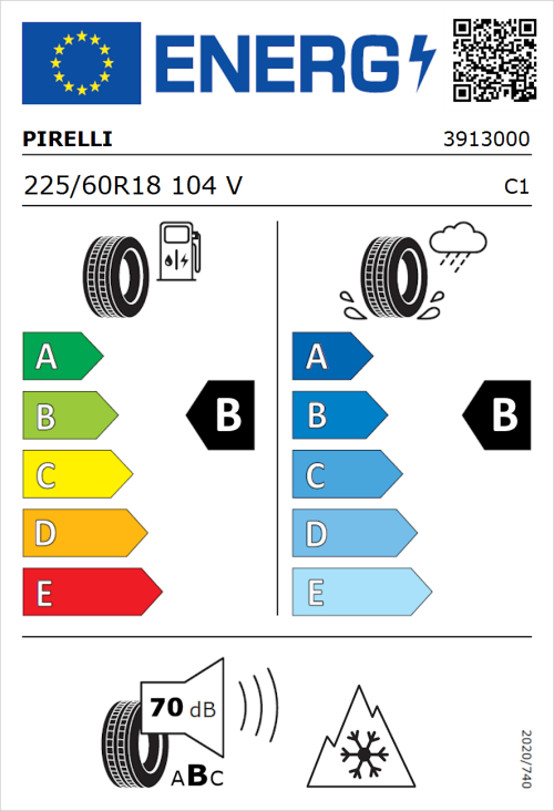 Tyre Label for Pirelli Cinturato All Season SF2 225/60R18 104V
