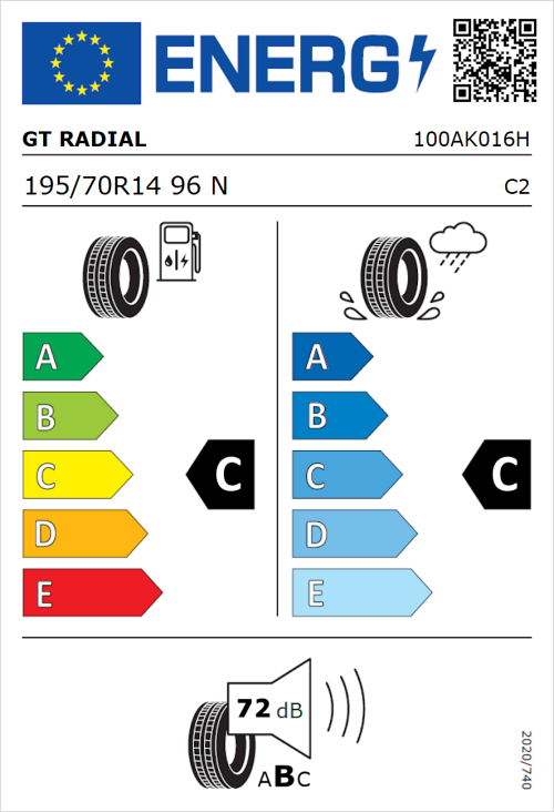 Tyre Label for GT Radial KARGOMAX ST-4000 195/70R14 96N